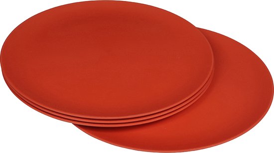 ZUPERZOZIAL - C-PLA, borden, FLAVOUR-IT PLATE, terra red, rood, 25,5cm, set/4