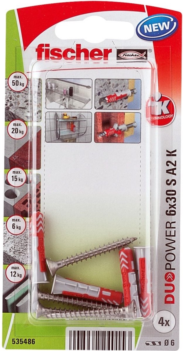 Fischer 535486 Universeelplug met schroef verzinkt - 4.5 x 30mm
