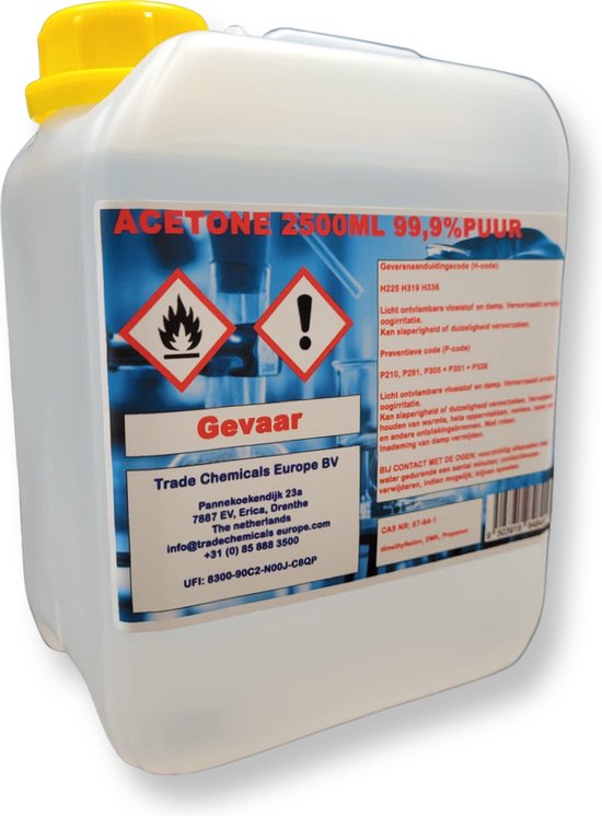 Zuivere - Aceton - Propanone - Verf verdunner - Nagellak remover - 2500ml -  2,5 Liter... | bol.com