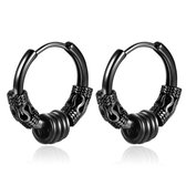 Boucles d'oreilles pour hommes en acier inoxydable noir avec détails et 4 anneaux