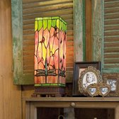 LumiLamp Tiffany Tafellamp 18*18*45 cm E27/max 1*40W - Rood Groen Glas in lood