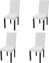 vidaXL Housse de chaise stretch droit 4 pièces blanc