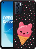 Oppo Reno6 5G Hoesje Zwart Ice cone - Designed by Cazy