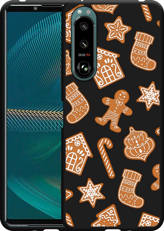 Sony Xperia 5 III Hoesje Zwart Christmas Cookies Designed by Cazy bol