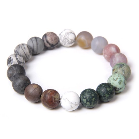 Marama - bracelet Lagoon - perles rondes mates pierre naturelle - élastique