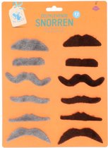 Zelfklevende snorren (12 stuks) - Nep snorren - Carnaval - Op plak snor - Set van 12 - Plak snor | Verkleden | Borat | Nepsnor | Nep snor | Zwarte snor