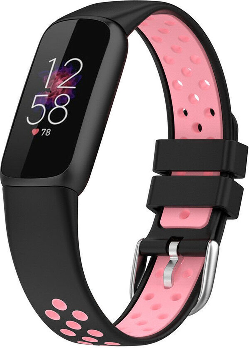 Meerkleuren bandje - zwart-roze, geschikt voor Fitbit Luxe
