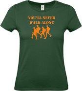 Dames T-shirt You'll never walk alone |Wandelvierdaagse | vierdaagse Nijmegen | Roze woensdag | Groen | maat L