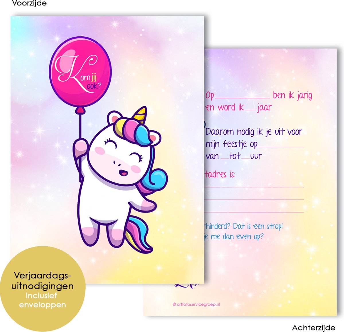 BCI015 - 8 invitations avec enveloppes - Invitation anniversaire - Invitation  fille 
