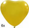 Hartjes ballonnen Goud, 6 stuks, 25cm