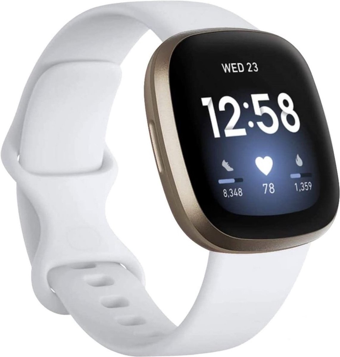 Siliconen bandje - wit, geschikt voor Fitbit Versa 3 & Fitbit Sense - maat S/M