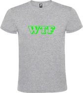 Grijs T-shirt ‘WTF’ Groen maat XS