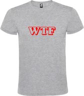 Grijs T-shirt ‘WTF’ Rood maat S