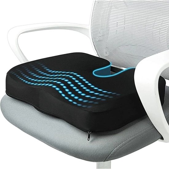 Zitkussen orthopedisch & ergonomisch - traagschuim wigkussen voor bureaustoel - stoelkussen met antislip onderkant voor stoel - wasbaar stuitkussen dat rugpijn en heupklachten verlicht