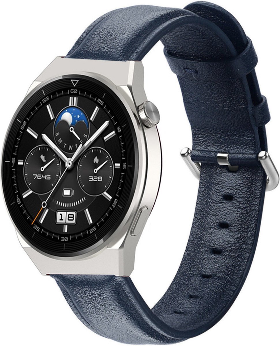 Bracelet cuir Strap-it Huawei Watch GT 3 Pro 46mm - bleu foncé - Huawei ...