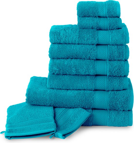Komfortec Handdoekenset – Set van 10 - Voordeelpakket - 100% Katoen – Hotelkwaliteit - Turquoise
