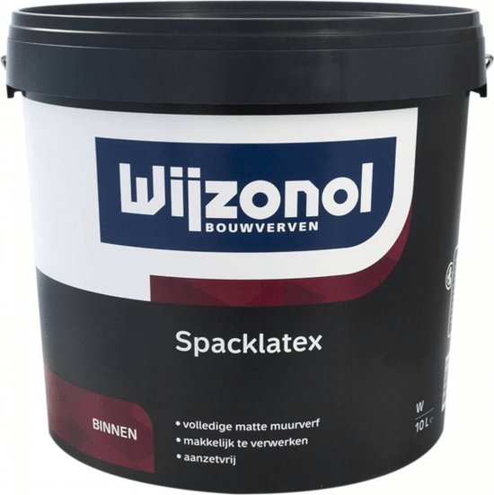 Zwarte emmer Wijzonol Spacklatex muurverf binnen, 10 liter.