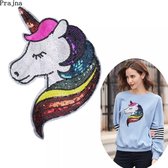 Licorne à sequins XL avec paillettes colorées - 25 cm - Emblème à coudre - Unicorn - Emblème à Coudre - Gabarit de couture - Couture - Vêtements - Chemise - Enfants