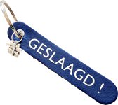 Sleutelhanger Geslaagd Donkerblauw - met bedel - leer - graduation