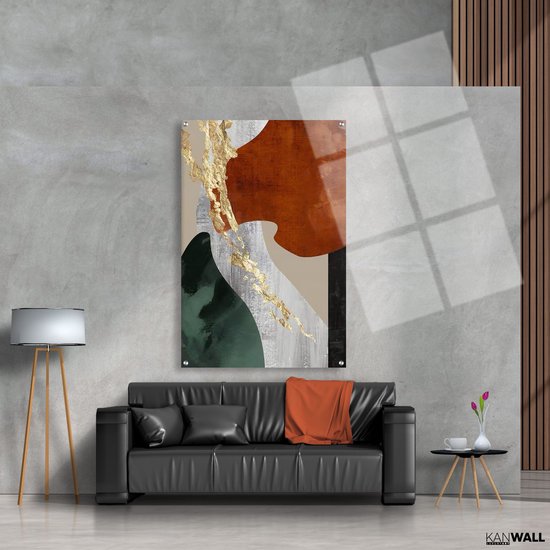 Luxe Plexiglas Schilderij Abstract Orange & Black | 40x60 | Woonkamer | Slaapkamer | Kantoor | Muziek | Design | Art | Modern | ** 5MM DIK**