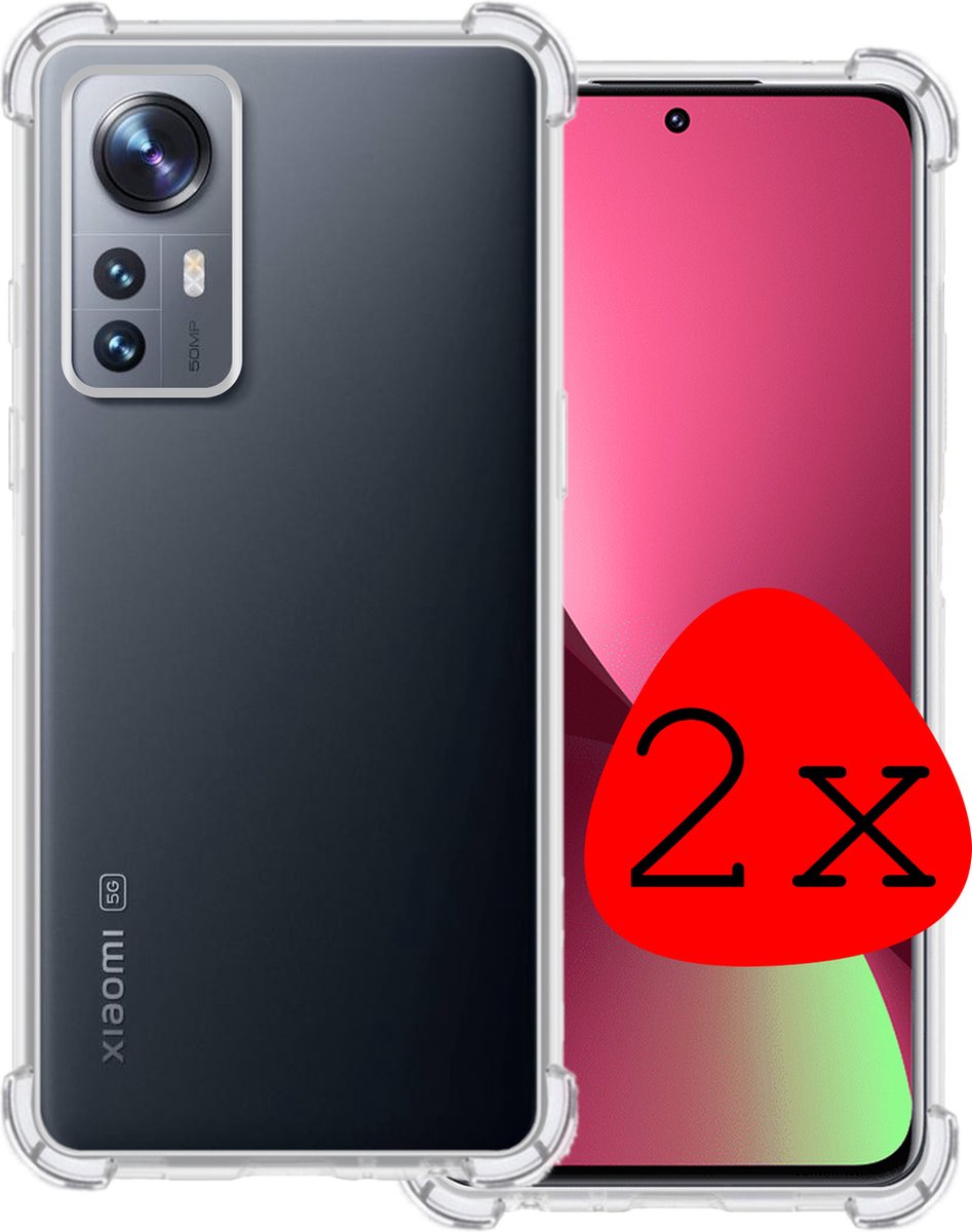 Hoesje 2 Stuks - Geschikt voor Xiaomi 12 - Sterk & Shockproof - Siliconen Case - Back Cover - Telefoon Hoes Shock Proof - Transparant