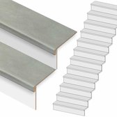 Traprenovatie set - recht - 12 treden PVC toplaag Cement licht incl. witte stootborden