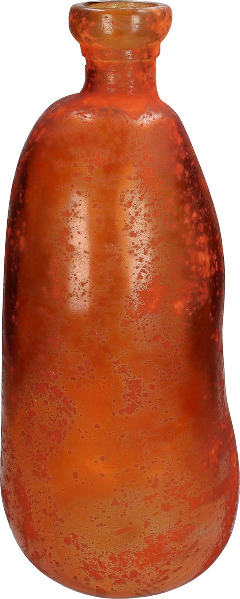 Oneiro Luxe Vaas VASE RECYCLED GLASS Oranje - ø 22X22X51CM – hotel chique - binnen – accessoires – tuin – decoratie – bloemen – mat – glans – industrieel - droogbloemen