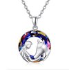 foto van Bijoux by Ive - Ketting met hanger -  Meisje aait paard op een multicolor ring