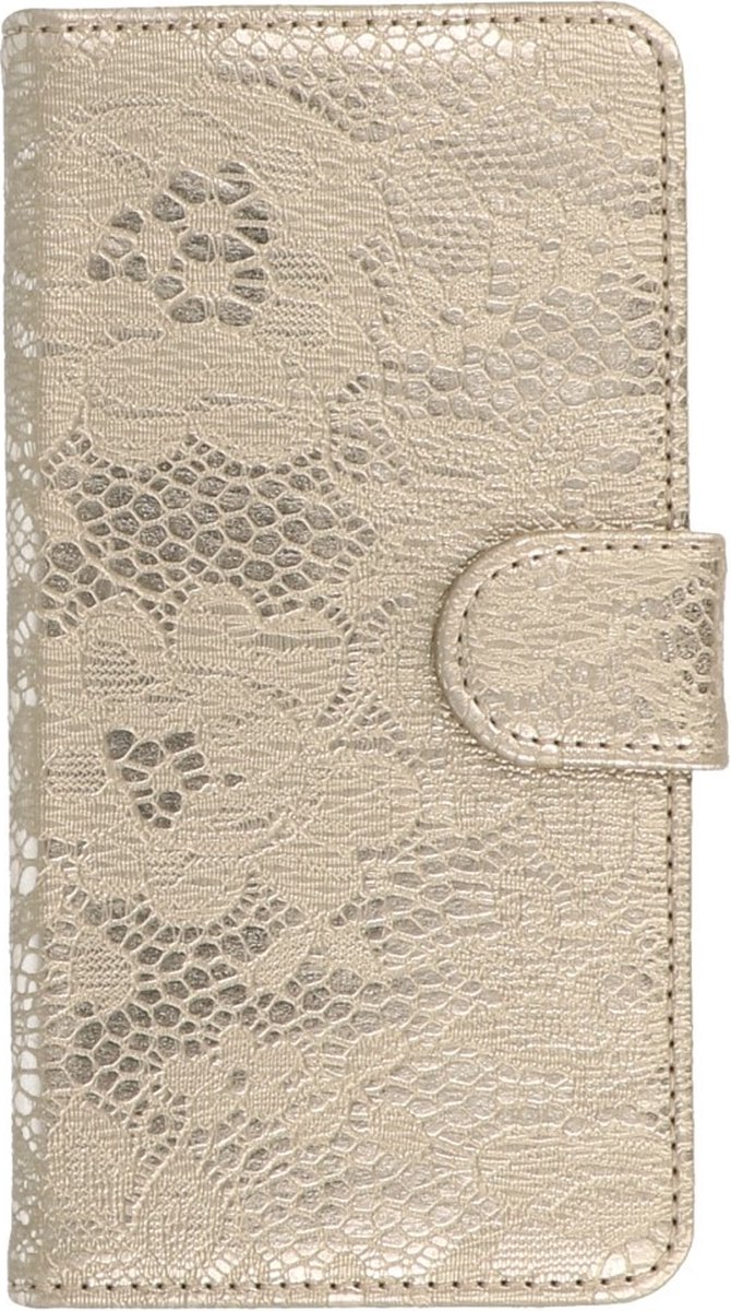 Lace Bookstyle Wallet Case Hoesjes Geschikt voor Sony Xperia Z3 Compact Goud