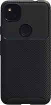 Comsecure Telefoonhoesje Pixel 4A Carbon Fiber - Soft -Mat - Zwart - Phone Case - Telefoon Hoes
