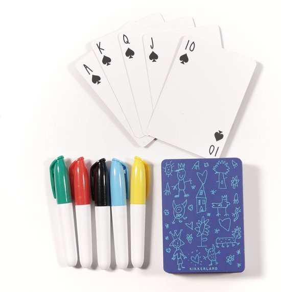 Kikkerland Maak je eigen speelkaarten - Inclusief kaarten en stiften - Creatief - Knutselen