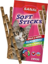 Sanal Softsticks - Kattensnack - Kattensnoepje - Zalm en Forel - 1 x 3 verpakt