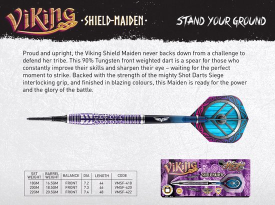 Shot Viking Shield Maiden 90% - Soft Tip Darts van Shot! — afbeelding 3
