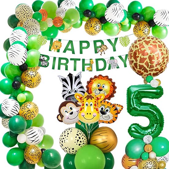 Puur Veel Heer 56-delig feestpakket Jungle - 45 stuks jungle ballonnen - Jungle verjaardag 5  jaar -... | bol.com