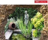 D&C Collection - tuinposter - 90x65 cm - doorkijk - Gat in rots Vijver - met beeld en waterkruik - schuttingposter - muurposter - tuindoek - balkonposter