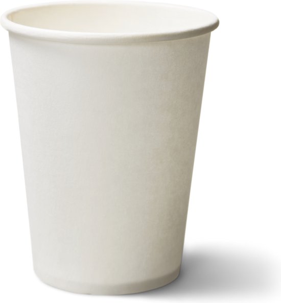 1000 stuks x BIO witte koffiebeker - coffee cup - koffiebekers - bio bekers - karton beker - kartonnen koffiebekers - wit beker - witte bekers - duurzame bekers - papieren koffiebekers -  take away beker -