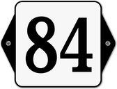 Huisnummerbord klassiek - huisnummer 84 - 16 x 12 cm - wit - schroeven  - nummerbord  - voordeur