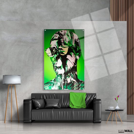 Luxe Plexiglas Schilderij Green Man | 40x60 | Woonkamer | Slaapkamer | Kantoor | Muziek | Design | Art | Modern | ** 5MM DIK**