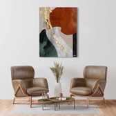 Luxe Canvas Schilderij Abstract Goud & Oranje | 40x60 | Woonkamer | Slaapkamer | Kantoor | Muziek | Design | Art | Modern | ** 4CM DIK! 3D EFFECT**