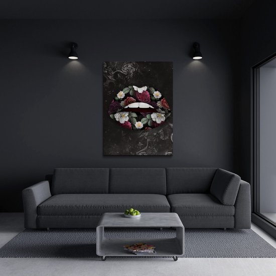 Luxe Canvas Schilderij Flower Lip | 100x150 | Woonkamer | Slaapkamer | Kantoor | Muziek | Design | Art | Modern | ** 2CM DIK! **