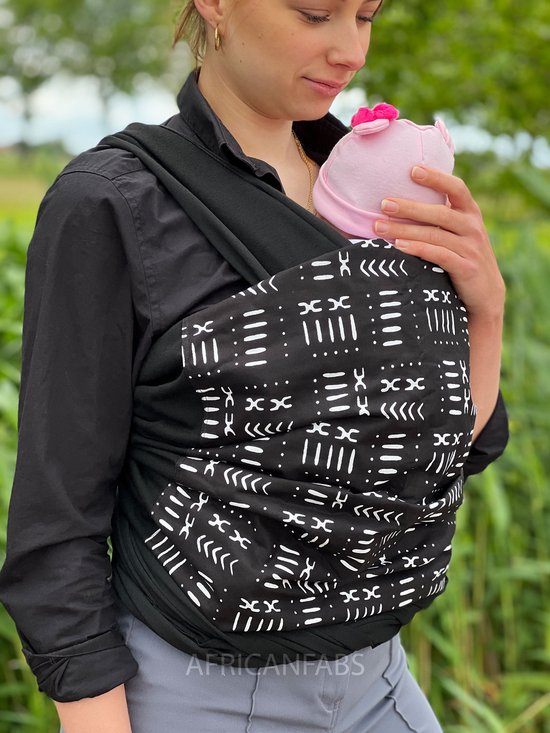 Foto: Afrikaanse print draagdoek draagzak baby wrap baby sling zwart wit mud baby wrap carrier