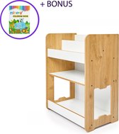 COSTWAY Kinderkast met 5 open vakken, boekenkast voor kinderen, kinderkamerrek met massief houten poten & kantelbescherming, speelgoedrek voor kinderkamer, speelkamer, slaapkamer, Wit
