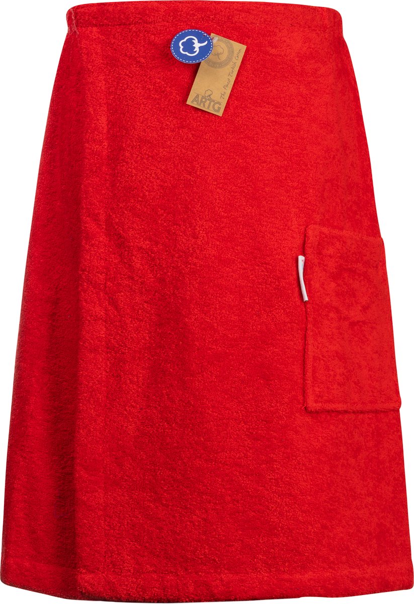 ARTG® Towelzz - Sauna Kilt - Heren - met klittenband - Rood - Fire Red -(omvang tot 150cm heupomvang)