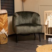 Bronx71® Velvet fauteuil donkergroen Billy - Zetel 1 persoons - Relaxstoel - Fauteuil groen - Velours - Fluweel stof - Fauteuils met armleuning