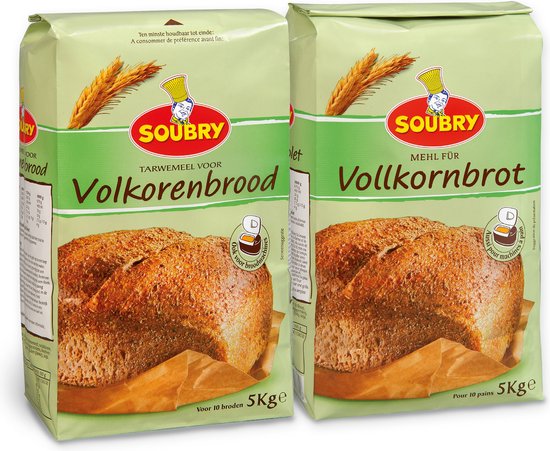 Foto: Soubry volkoren broodbakmix 5 kg verpakkingen grootverpakking van 2 stuks