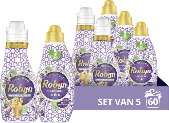 Robijn Perfect Match Spa Sensation Wasmiddel en Wasverzachter Pakket - 5 stuks - Voordeelverpaking