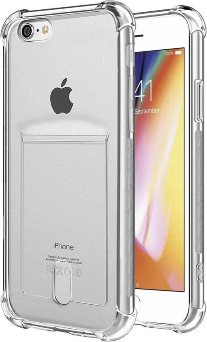 Supertarget Shock case met pashouder geschikt voor Apple iPhone 7 / geschikt voor Apple iPhone 8 - Transparant