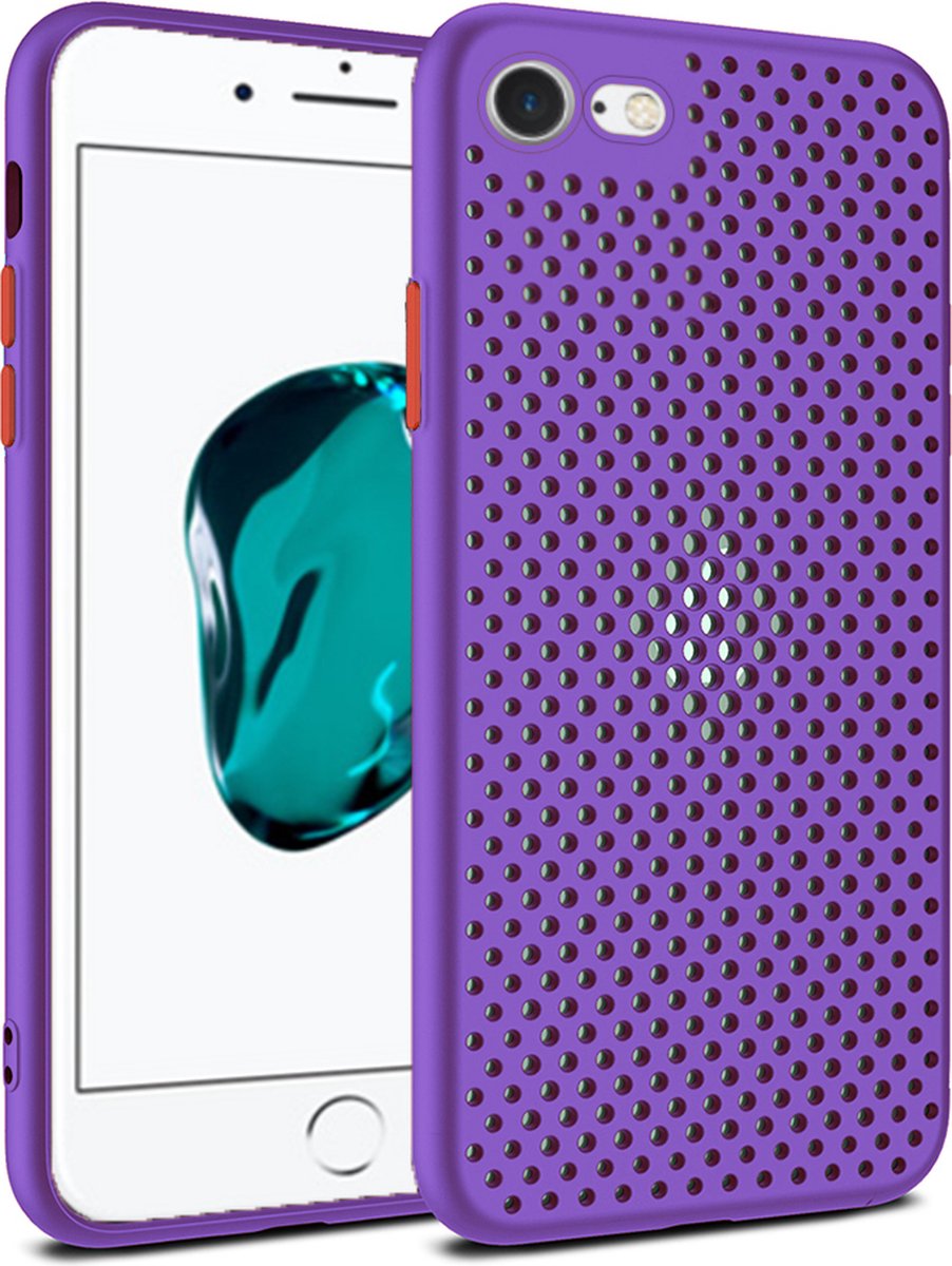 Smartphonica iPhone 6/6s siliconen hoesje met gaatjes - Paars geschikt voor iPhone 6/6s