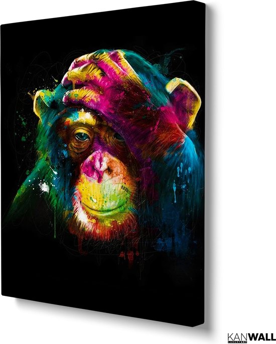 Tableau Plexiglas Luxe Peinture Singe | 60 x 90 | Salle de séjour | Chambre à coucher | Bureau | Musique | Design | Art | Moderne | ** 5 MM D'ÉPAISSEUR **