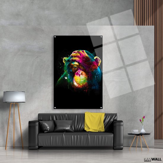 Luxe Plexiglas Schilderij Monkey Paint | 40x60 | Woonkamer | Slaapkamer | Kantoor | Muziek | Design | Art | Modern | ** 5MM DIK**